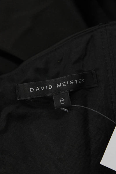 David Meister Women Black Sheath Dress Sleeveless Tie Waist Size 6