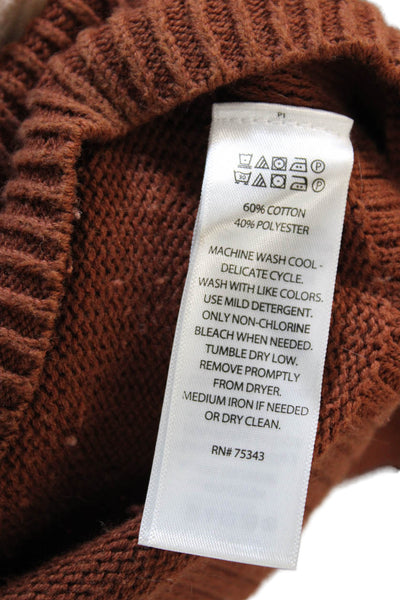 Tahari Womens Pullover Sweater Brown V Neck Button Long Sleeve Size XS