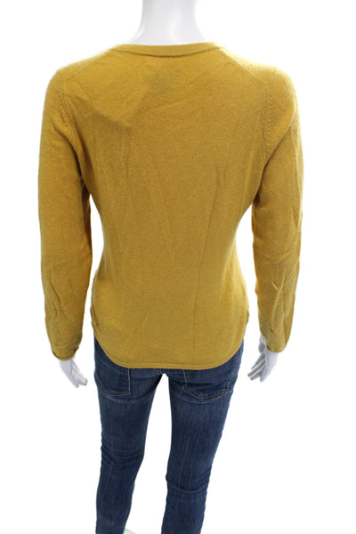 Sutton Studio Womens Pullover Cashmere V Neck Yellow Sweater Size PS