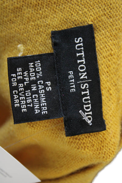 Sutton Studio Womens Pullover Cashmere V Neck Yellow Sweater Size PS