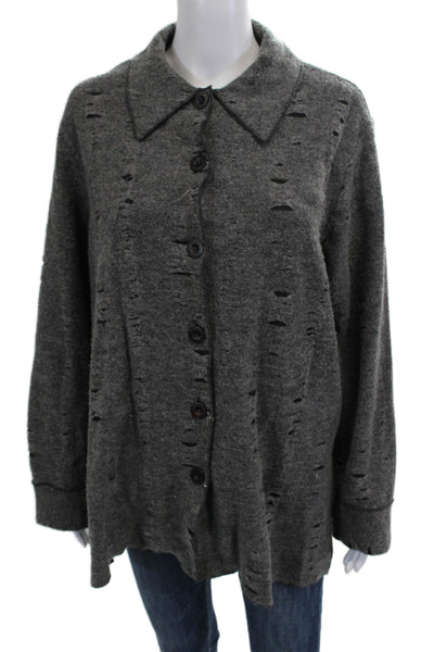 Staples Unisex Dark Gray Button Cardigan Wool Blend Grunge Size M