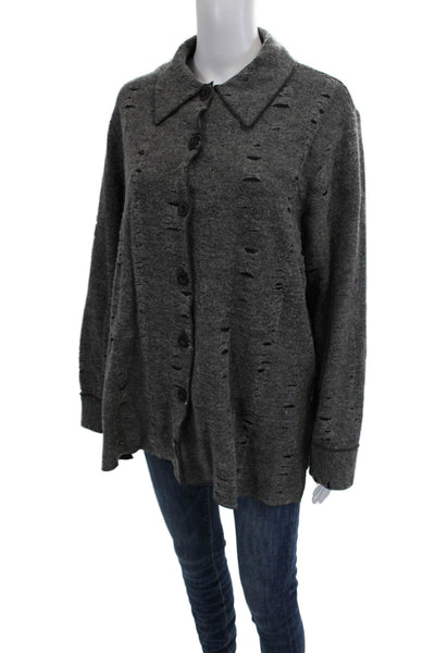 Staples Unisex Dark Gray Button Cardigan Wool Blend Grunge Size M