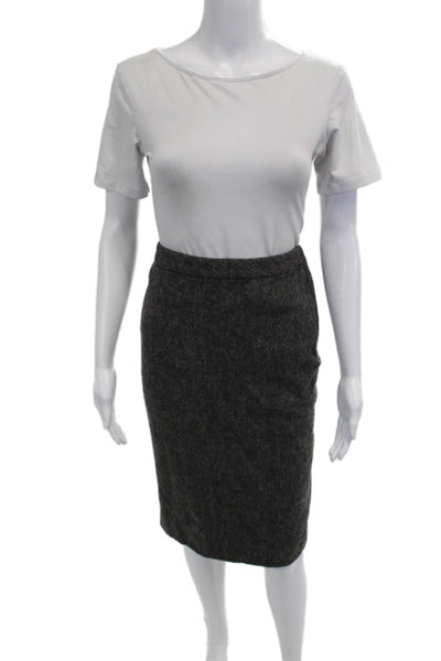 John Patrick Women Wool Blend Straight Pencil Skirt Dark Gray Knee Size S