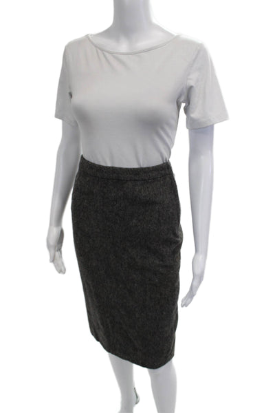 John Patrick Women Wool Blend Straight Pencil Skirt Dark Gray Knee Size S