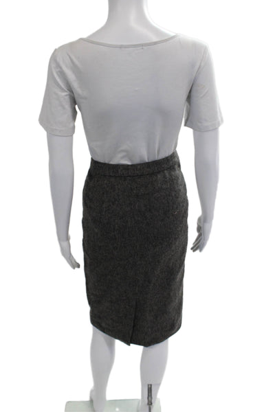 John Patrick Women Wool Blend Straight Pencil Skirt Dark Gray Knee Size S