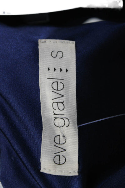 Eve Gravel Women Sheath Shift Dress Dark Blue 100% Silk Round Neck Zip Size S