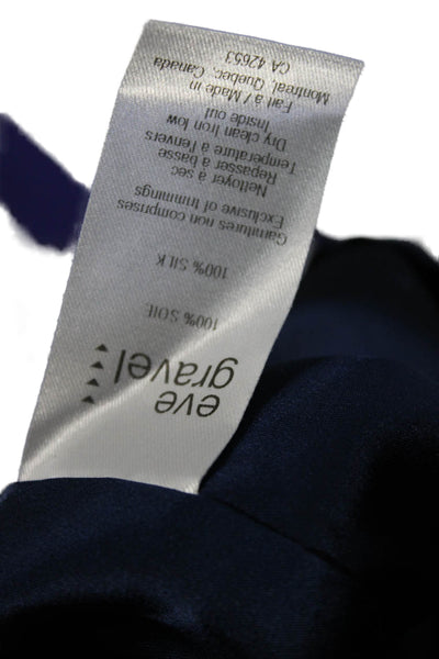 Eve Gravel Women Sheath Shift Dress Dark Blue 100% Silk Round Neck Zip Size S