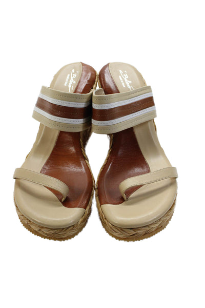 Bolero Womens Straw Detail Slip On Wedge Heels Shoes Brown Combo Size 7