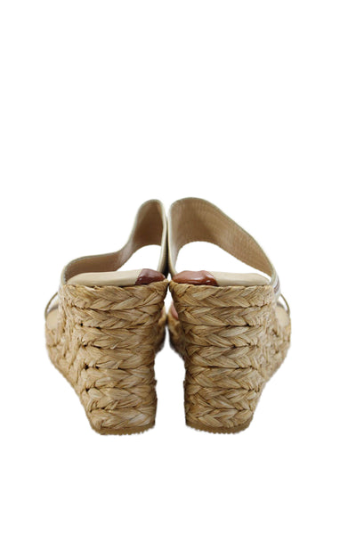 Bolero Womens Straw Detail Slip On Wedge Heels Shoes Brown Combo Size 7