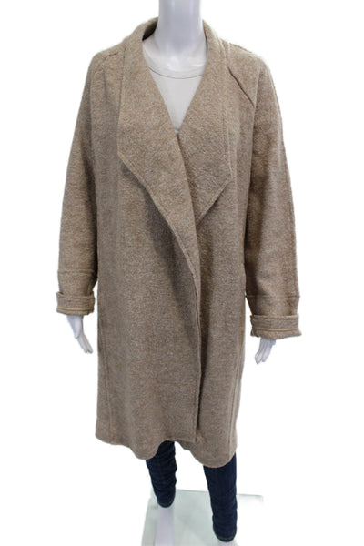 Tahari Women Overcoat Beige Wool Viscose Collared Long Sleeve Size XL
