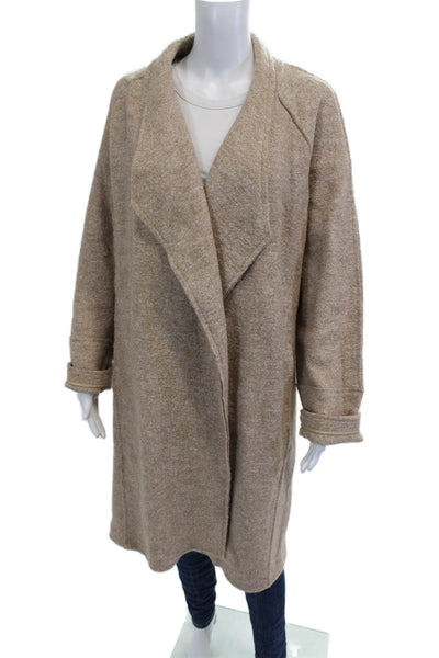 Tahari Women Overcoat Beige Wool Viscose Collared Long Sleeve Size XL