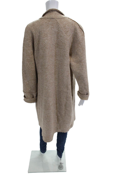 Tahari Women Overcoat Beige Wool Viscose Collared Long Sleeve Size XL