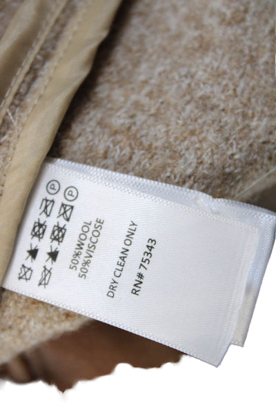Tahari Women Overcoat Beige Wool Viscose Collared Long Sleeve Size XL