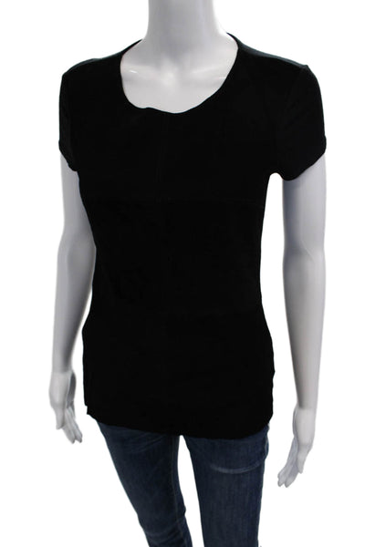 Bailey 44 Women Basic Black Suede Modal Round Neck Short Sleeve T-Shirt Size M