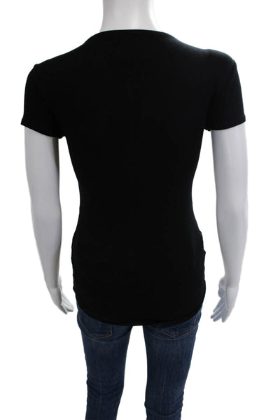 Bailey 44 Women Basic Black Suede Modal Round Neck Short Sleeve T-Shirt Size M