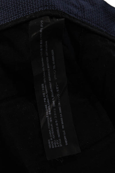 Theory Mens Chino Shorts Dark Blue Geometric Button Cotton Spandex Size 34