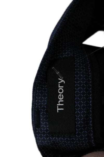 Theory Mens Chino Shorts Dark Blue Geometric Button Cotton Spandex Size 34