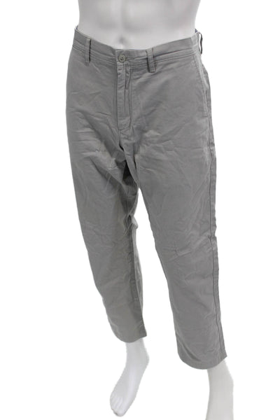 J Crew Mens Cropped Chino Pants Gray 100% Cotton Button Size 33