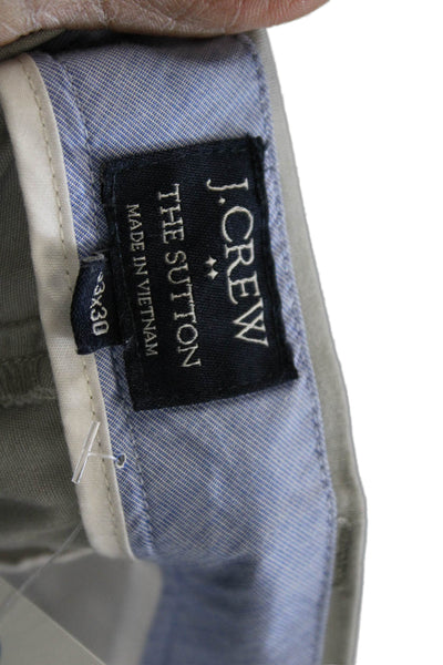 J Crew Mens Cropped Chino Pants Gray 100% Cotton Button Size 33