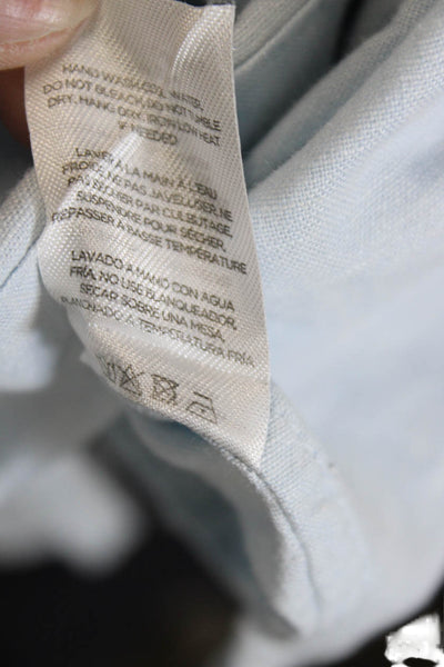 ONIA Womens Light Blue Collared Short Sleeve Basic Button Up Top Size M