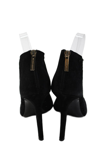 Tamara Mellon Womens Laser Cut Detail Peep Toe Heels Bootie Boots Black Size 8