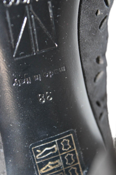 Tamara Mellon Womens Laser Cut Detail Peep Toe Heels Bootie Boots Black Size 8