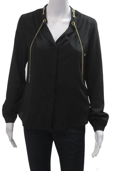 Michael Michael Kors Womens Black Long Sleeve Solid Polyester Blouse Size XS