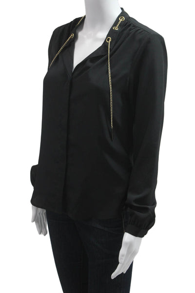 Michael Michael Kors Womens Black Long Sleeve Solid Polyester Blouse Size XS