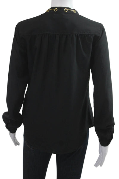 Michael Michael Kors Womens Black Long Sleeve Solid Polyester Blouse Size XS