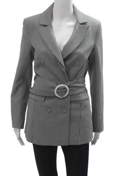 C/MEO Collective Womens Check Print Double Breast Buttoned Blazer Black Size XS