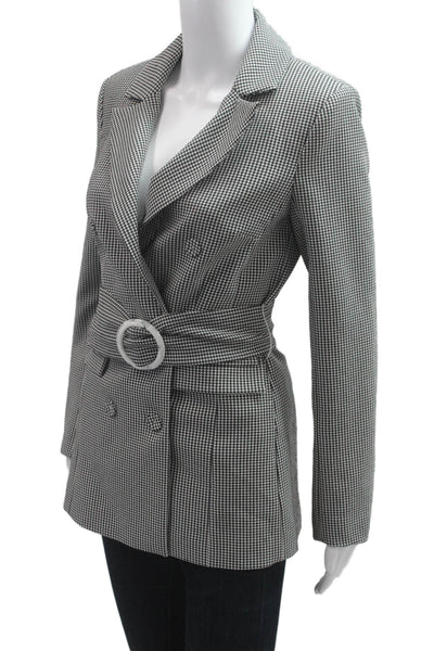 C/MEO Collective Womens Check Print Double Breast Buttoned Blazer Black Size XS