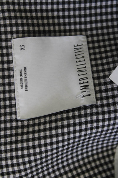 C/MEO Collective Womens Check Print Double Breast Buttoned Blazer Black Size XS
