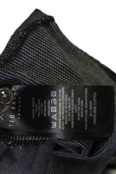 Ted Baker Mens Cotton Buttoned Long Sleeve Collared Polo Top Black Size 3