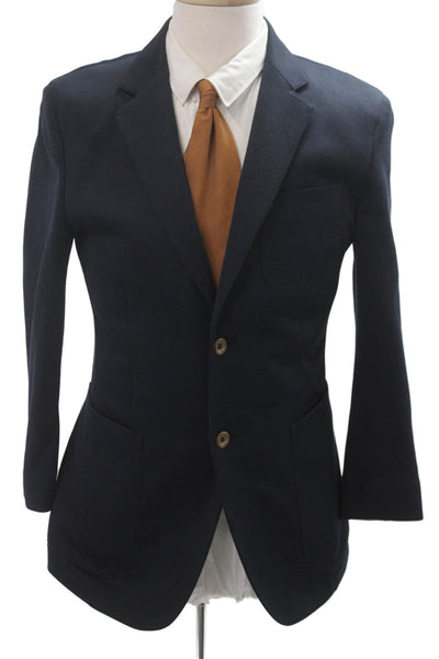 Scott James Mens Dark Blue Wool Classic Blazer Button Closure Size 38
