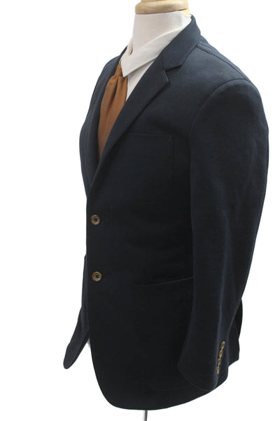 Scott James Mens Dark Blue Wool Classic Blazer Button Closure Size 38