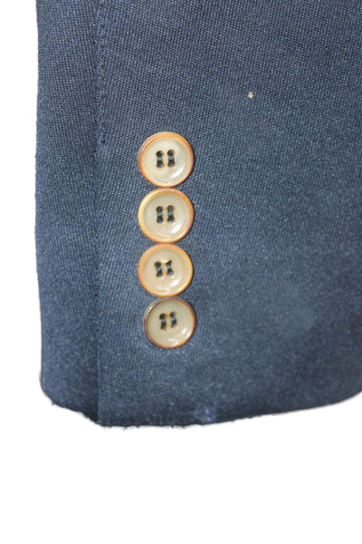 Scott James Mens Dark Blue Wool Classic Blazer Button Closure Size 38
