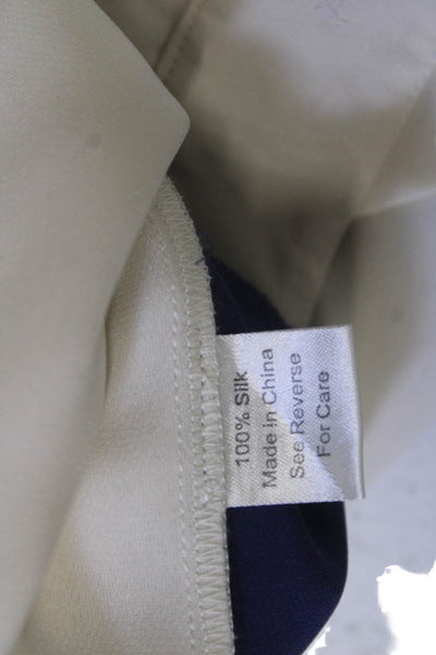 Parker Unisex Ankle Dress Pants Beige Silk Striped Hook Eye Size S