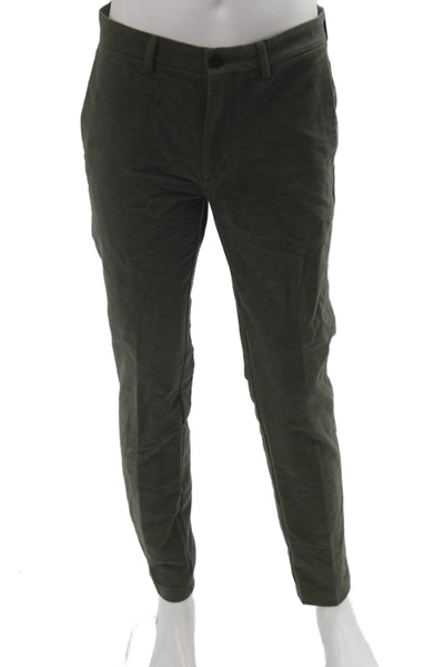 Theory Mens Chinos Green Cotton Stretch Button Fly Size 32