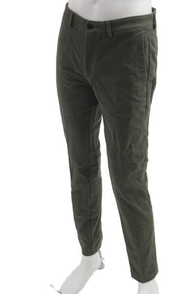 Theory Mens Chinos Green Cotton Stretch Button Fly Size 32