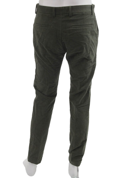 Theory Mens Chinos Green Cotton Stretch Button Fly Size 32