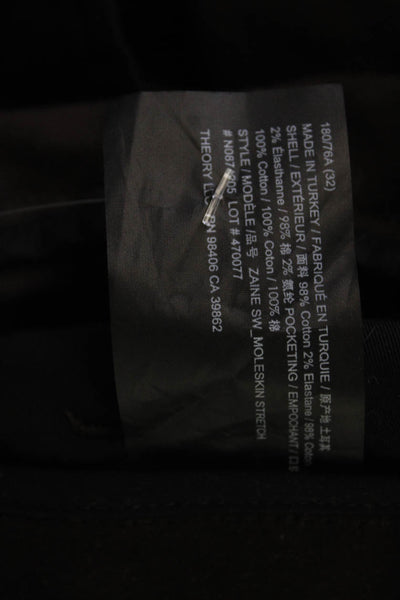 Theory Mens Dress Pants Black Cotton Stretch Button Size 32