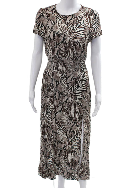 Wilfred Women Maxi T-Shirt Dress Beige Animal Print Short Sleeve Size M