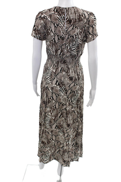 Wilfred Women Maxi T-Shirt Dress Beige Animal Print Short Sleeve Size M