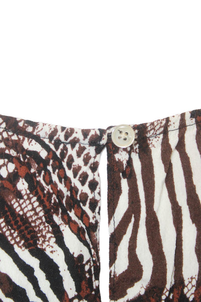 Wilfred Women Maxi T-Shirt Dress Beige Animal Print Short Sleeve Size M