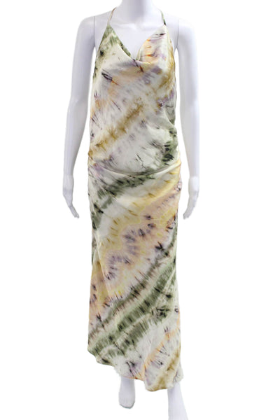 Zara Womens Green Maxi Slip Dress Sleeveless Boho Polyester Blend Size L