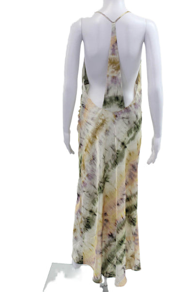 Zara Womens Green Maxi Slip Dress Sleeveless Boho Polyester Blend Size L