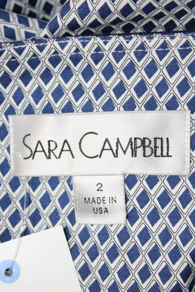 Sara Campbell Women A-Line Tank Dress Blue Argyle 97% Cotton Size 2