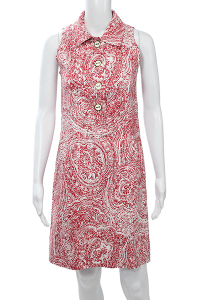 Sara Campbell Women Shirt Dress Red Paisley Sleeveless Knee Size 2