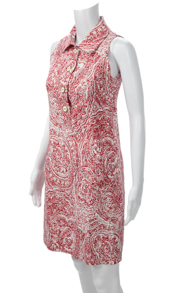 Sara Campbell Women Shirt Dress Red Paisley Sleeveless Knee Size 2