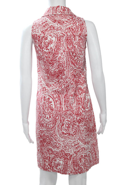 Sara Campbell Women Shirt Dress Red Paisley Sleeveless Knee Size 2
